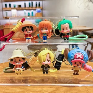 Creative Cartoon Wholesale 6 Styles Japanese Anime Keychain Kawaii Luffy and Zoro Cartoon Pvc Keychain