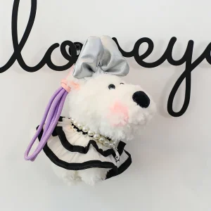 Cute West Highland White Terrier Keychain Super Soft Plush Puppy Dress-Up Outfit Baseball Cap Backpack Pendant PP Cotton Filling
