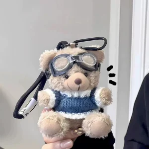 Pilot Teddy Bear Plush Keychain Cute Stuffed Animal Soft Toy Anime Plush Pendant for Bag Keyring Decor Wholesale Acceptable