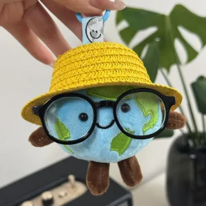 Small Plush Globe Pendant Spherical Keychain Popular Bag Decoration